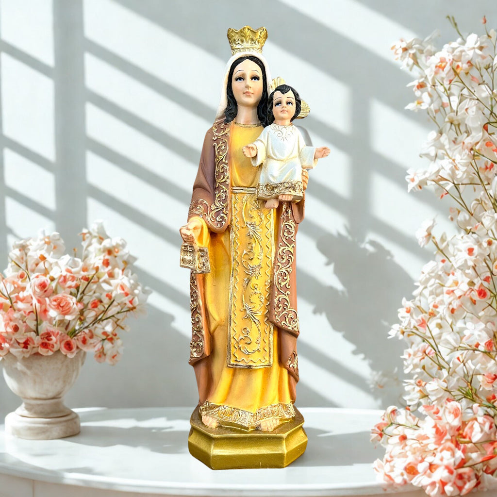Virgen del Carmen Manto Café 30cm
