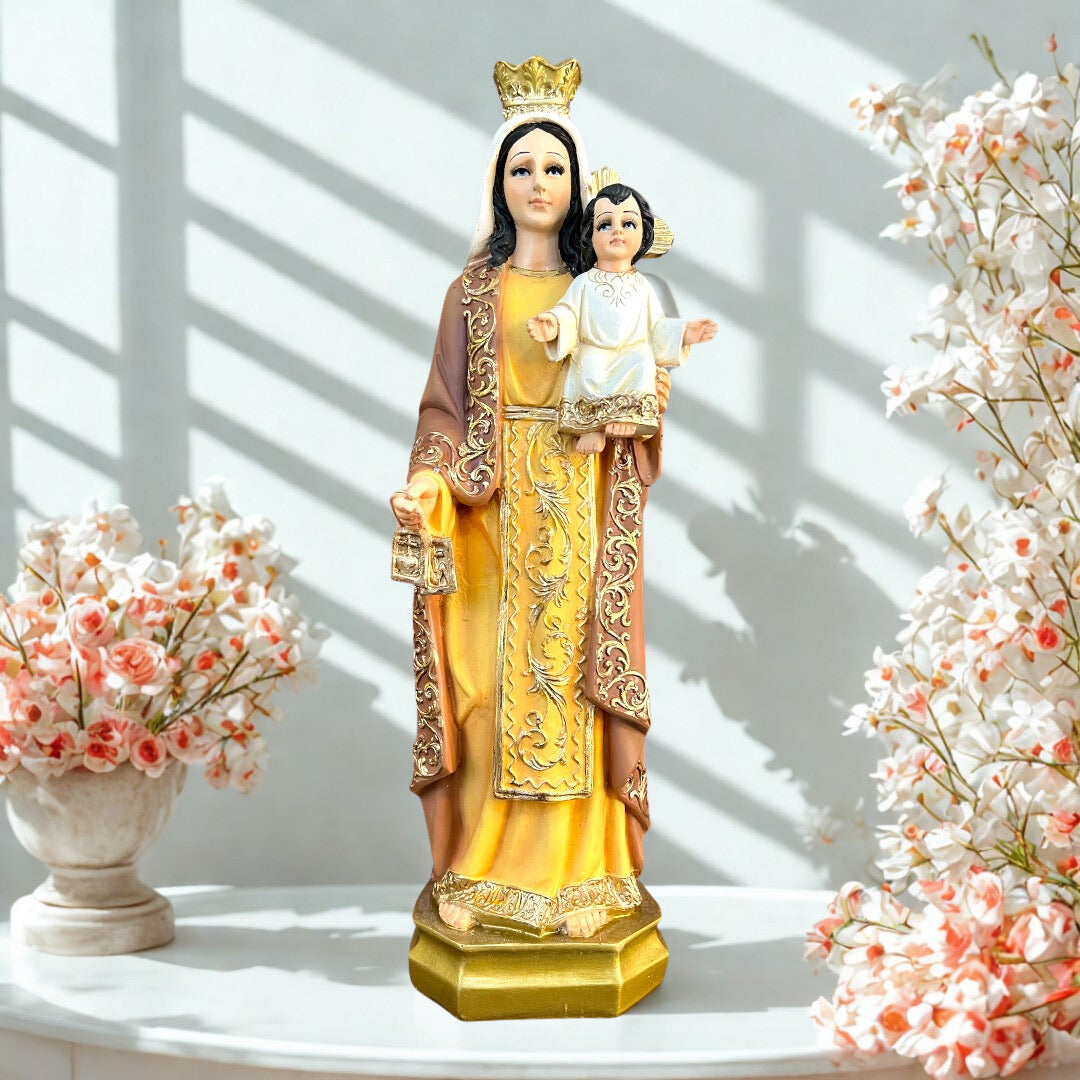 Virgen del Carmen Manto Café 30cm