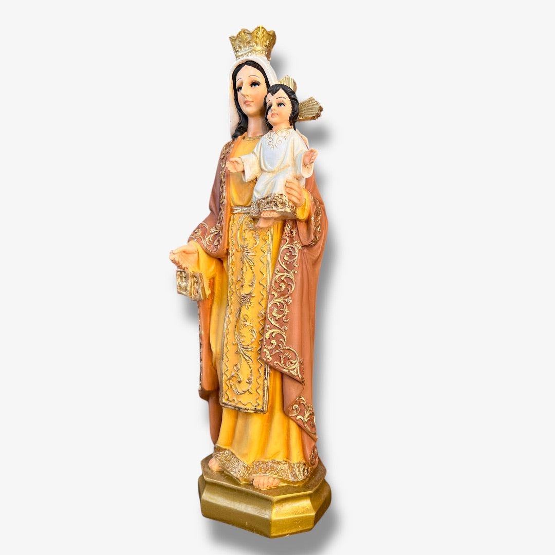 Virgen del Carmen Manto Café 30cm