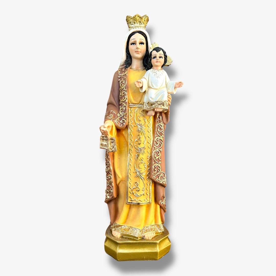 Virgen del Carmen Manto Café 30cm